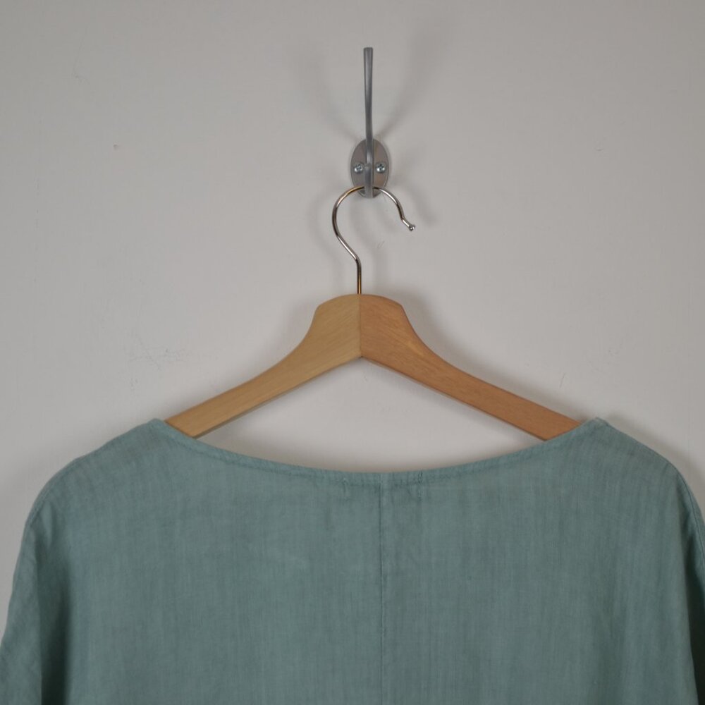 Terzo Millennio Linen Tunic Top Womens M Ruffle Short Sleeve Hem Lagenlook Top - Picture 6 of 8